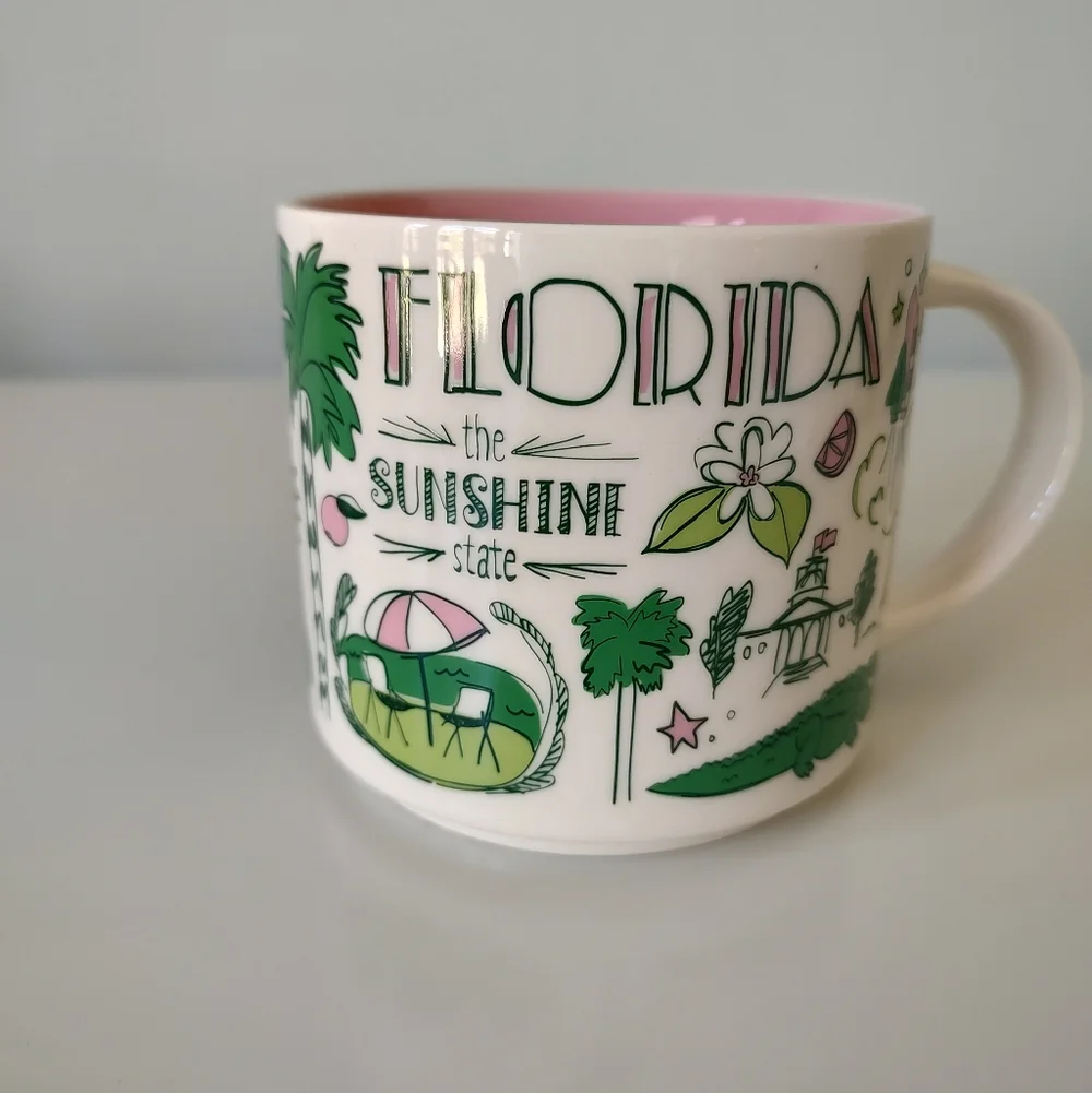 Starbucks Florida Been There Series Coffee Mug 14 Oz. Pink Green - Picture 2 of 9